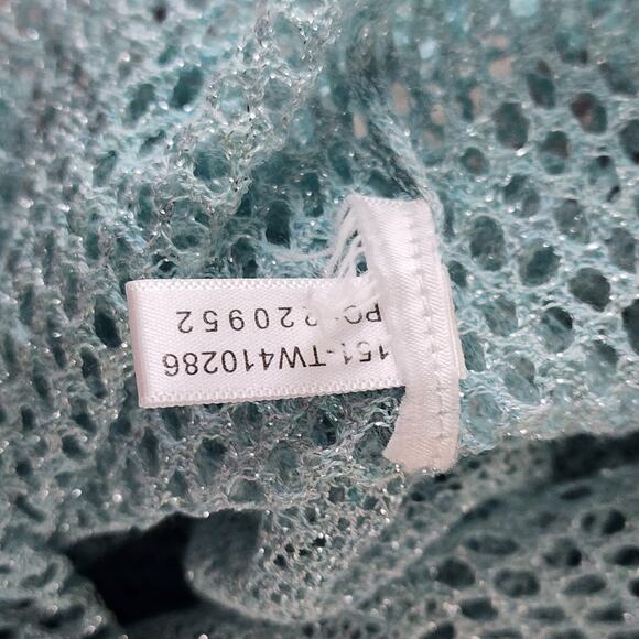 Tommy Bahama Blue Silver Metallic Sweater w/ cutout pattern  EUC Size M - Picture 8 of 8